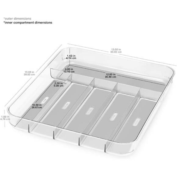 Silverware tray utensil holder kitchen drawer organizer plastic cutlery storage - Picture 2 of 7